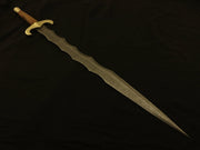 Hand Forged Damascus Steel Sword With Leather Sheath Costume Weapons Terror Defender 