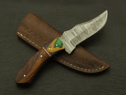 Handmade Cutting Edge Custom Damascus Steel 8" Hunting/skinning Knife/paka/rose/wood/sheath Hunting Terror Defender 