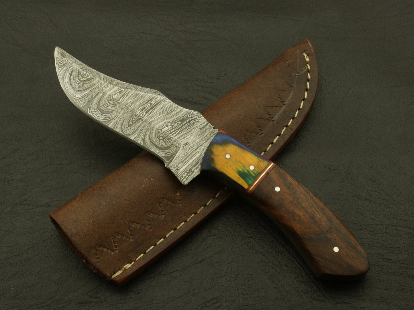 Handmade Cutting Edge Custom Damascus Steel 8" Hunting/skinning Knife/paka/rose/wood/sheath Hunting Terror Defender 