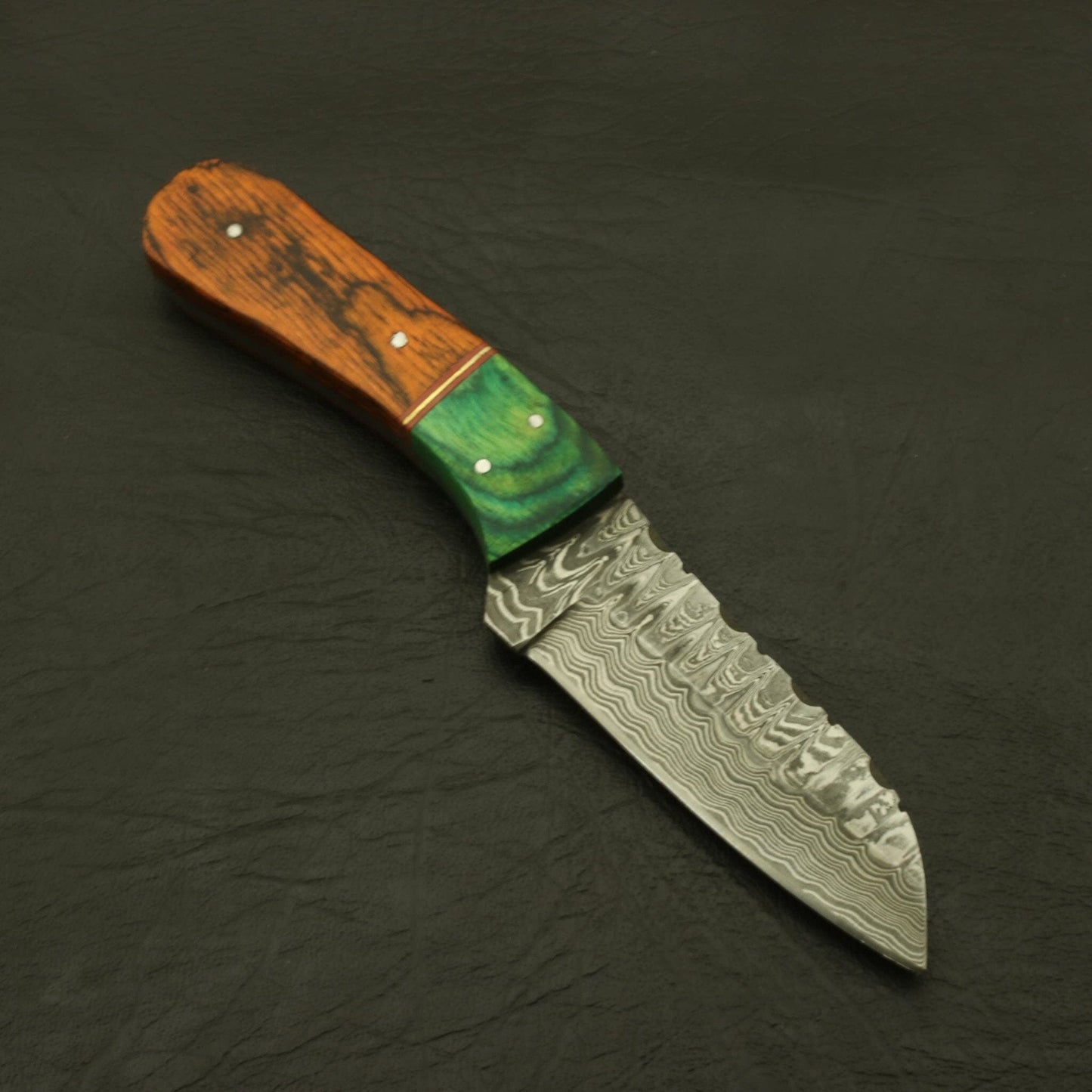 Handmade Cutting Edge Custom superb pattern Damascus Steel 7" Hunting/skinning Knife/Paka/Rose/Wood/Sheath Camping Terror Defender 