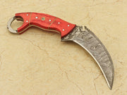 Handmade Damascus Blade Custom Pakka Wood Karambit Hunting Knife Full Tang Hunting Terror Defender 