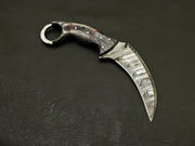 Handmade Damascus blade custom Pakka wood karambit hunting knife/full tang. Hunting Terror Defender 