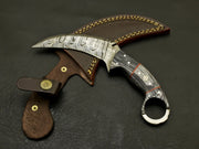 Handmade Damascus blade custom Pakka wood karambit hunting knife/full tang. Hunting Terror Defender 