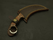 Handmade Damascus Blade Custom Rosewood handle Karambit Hunting Knife - Full Tang with Leather Sheath Hunting Terror Defender 