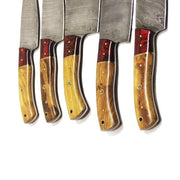 Handmade Damascus Chef Set Of 5 With Leather Sheath | Customize Your Personal Handle Knives Terror Defender 