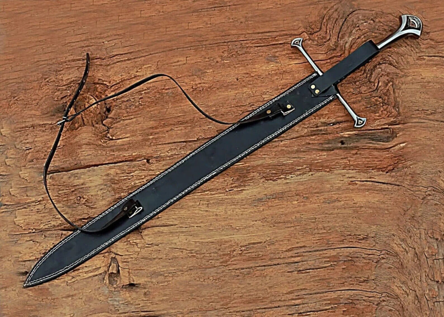 Handmade Damascus Steel Anduril Sword of Narsil the King Aragorn Replica | Damascus Sword Battle Ready With Sheath | Functional Sword Costume Weapons Terror Defender 