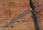Handmade Damascus Steel Anduril Sword of Narsil the King Aragorn Replica | Damascus Sword Battle Ready With Sheath | Functional Sword Costume Weapons Terror Defender 