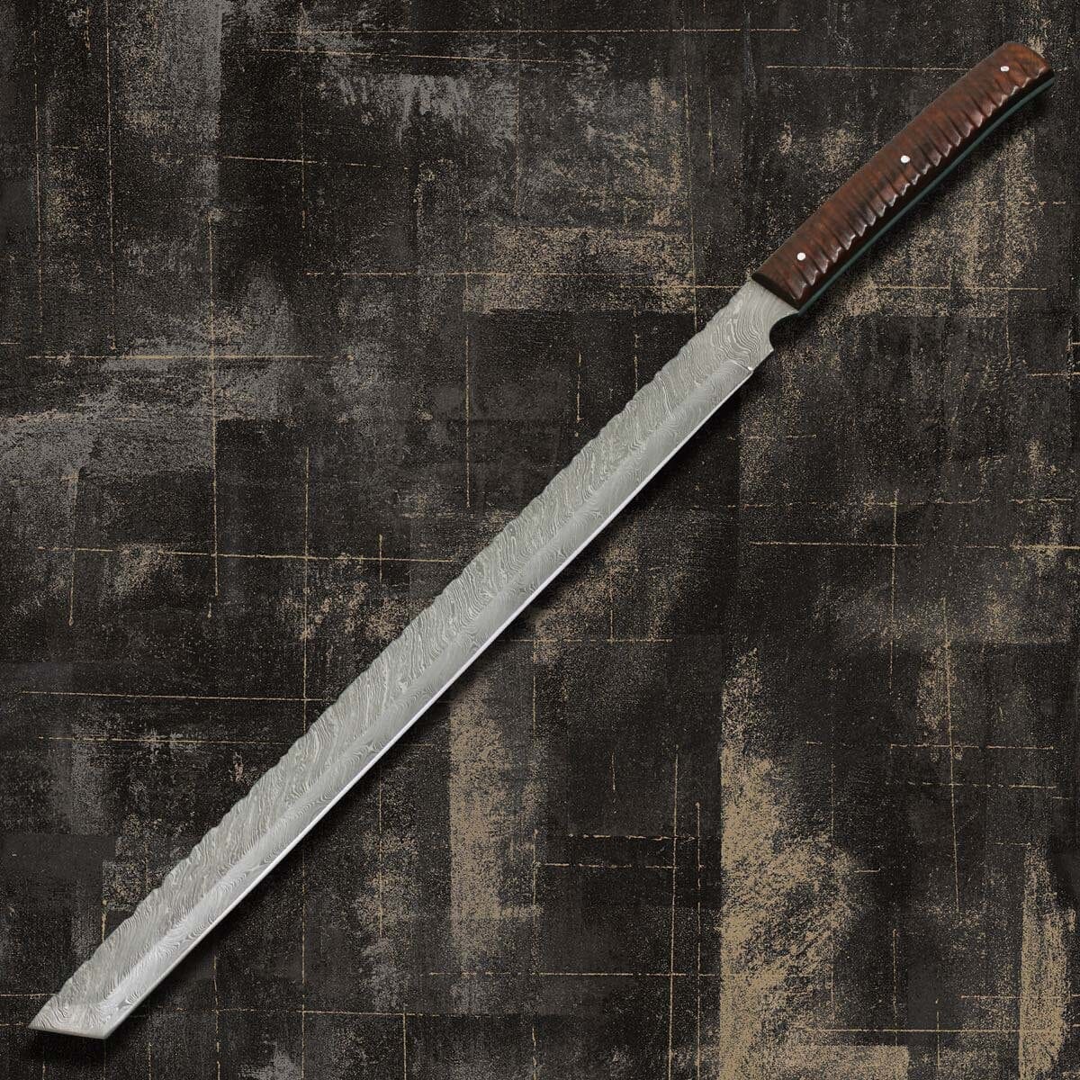 Handmade Damascus Steel Hunting Machete With Sheath Costume Weapons Terror Defender 