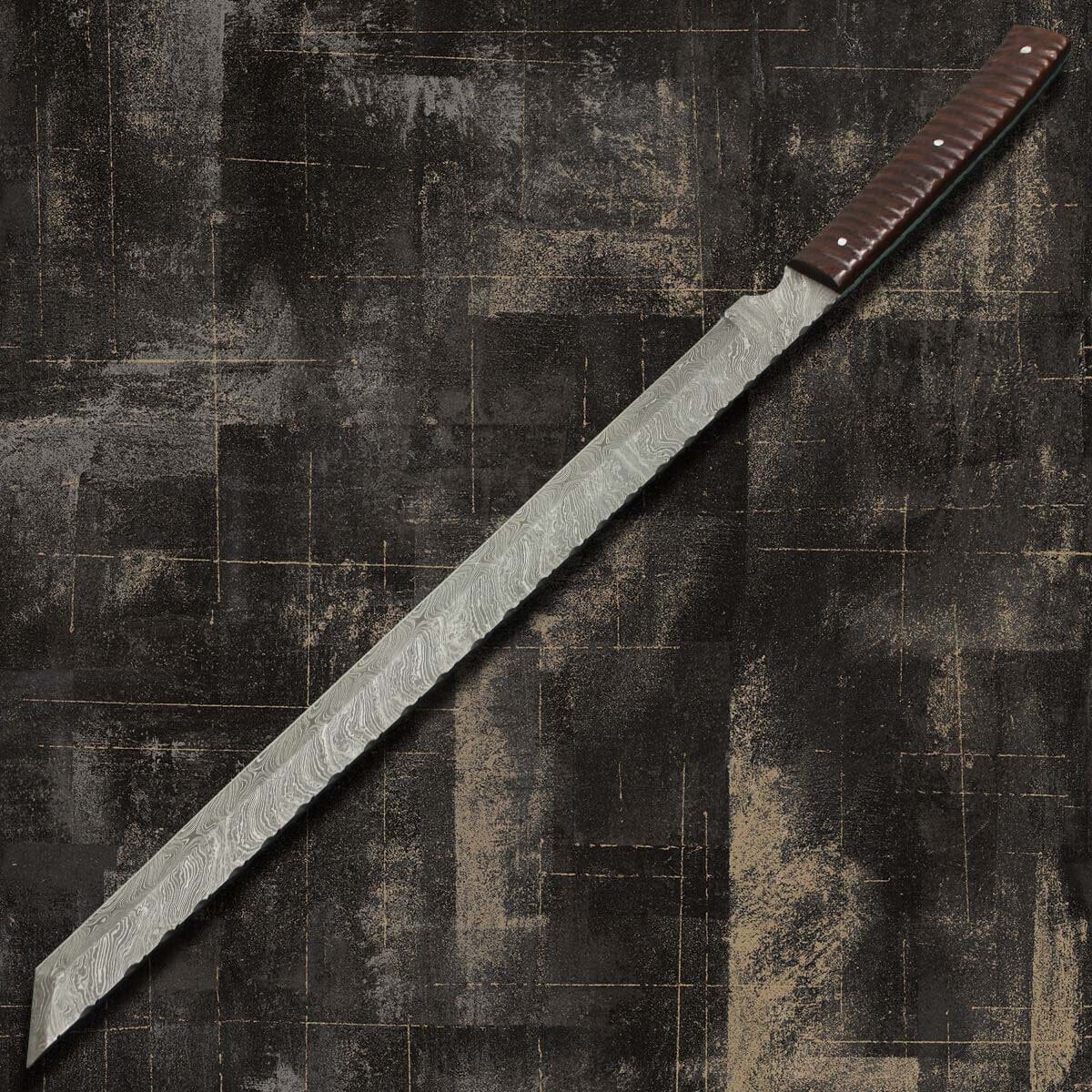 Handmade Damascus Steel Hunting Machete With Sheath Costume Weapons Terror Defender 