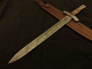 Handmade Damascus Steel Hunting Sword With Sheath | High Carbon Steel Damascus Sword Costume Weapons Terror Defender 