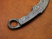 Handmade Full Damascus Steel Karambit Knife Hunting Terror Defender 