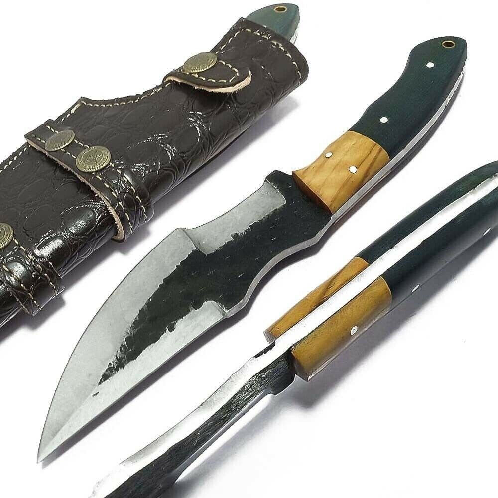 Handmade High Carbon steel Full Tang Micarta Tracker Knife With Leather Sheath Hunting Terror Defender 