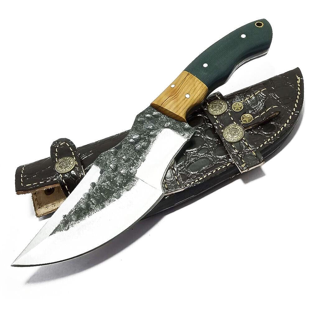 Handmade High Carbon steel Full Tang Micarta Tracker Knife With Leather Sheath Hunting Terror Defender 