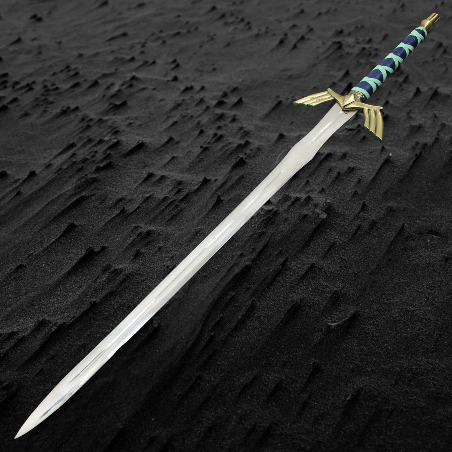 Handmade Legend of Zelda Sword Replica with Leather Sheath (Blue and Gold) Costume Weapons Terror Defender 