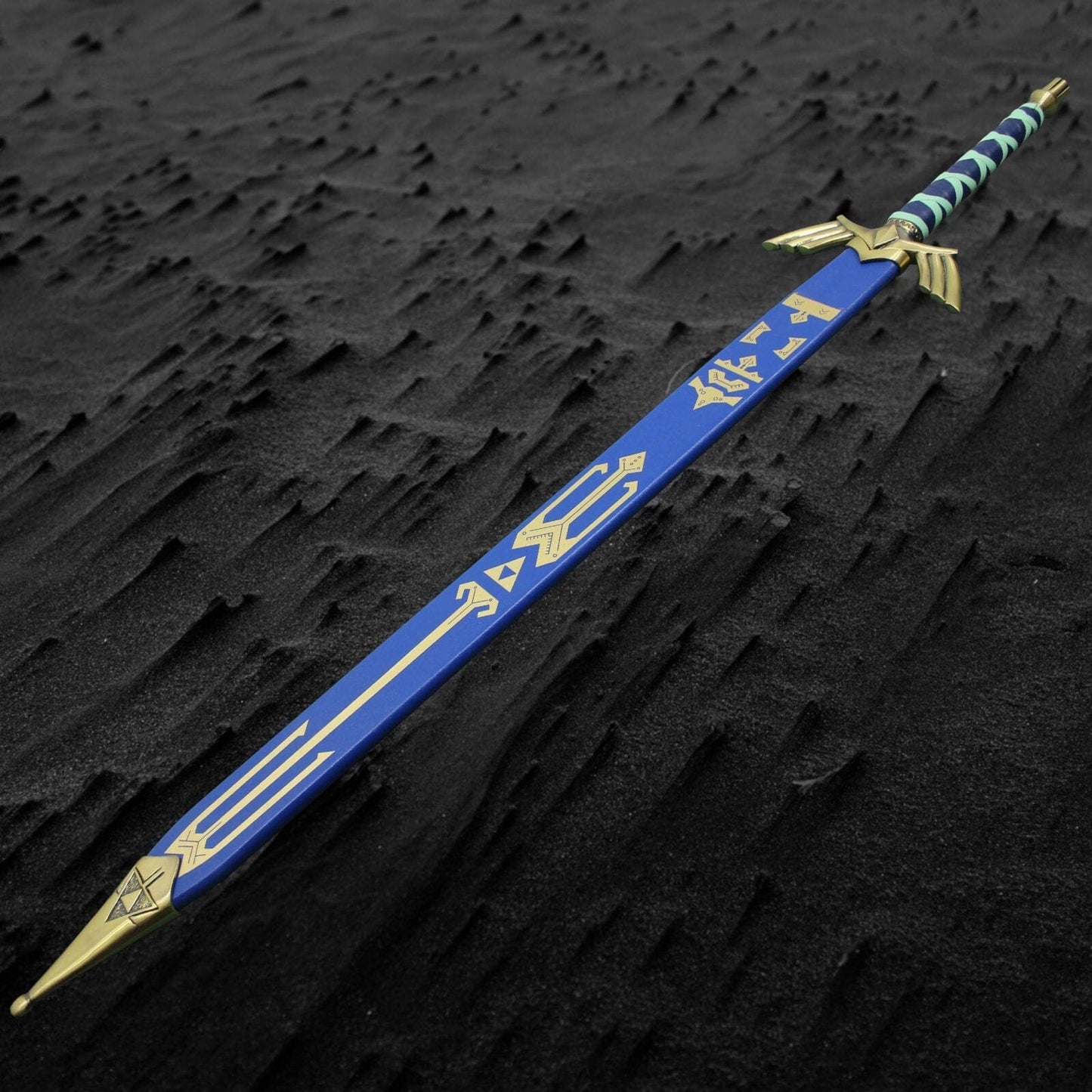 Handmade Legend of Zelda Sword Replica with Leather Sheath (Blue and Gold) Costume Weapons Terror Defender 