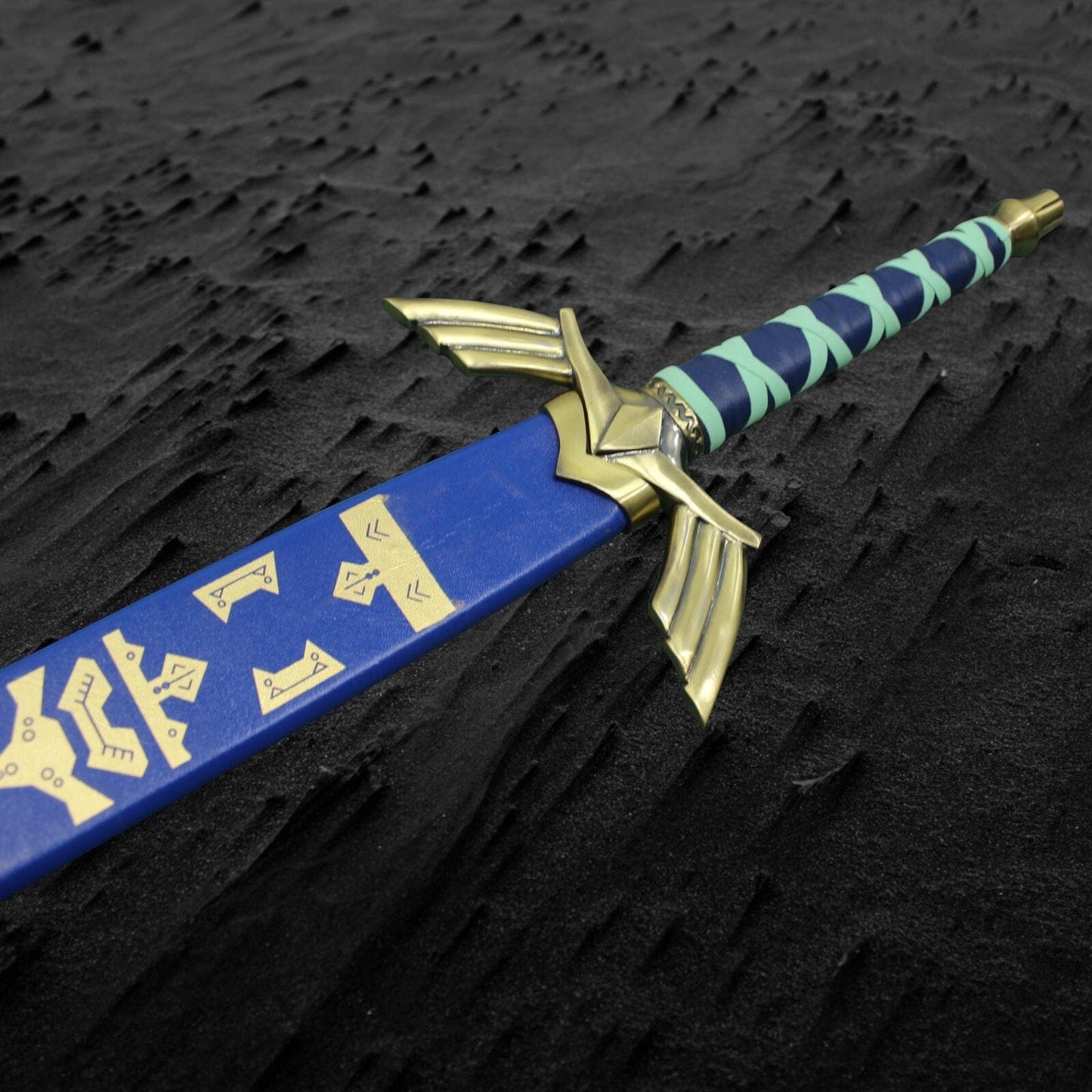 Handmade Legend of Zelda Sword Replica with Leather Sheath (Blue and Gold) Costume Weapons Terror Defender 