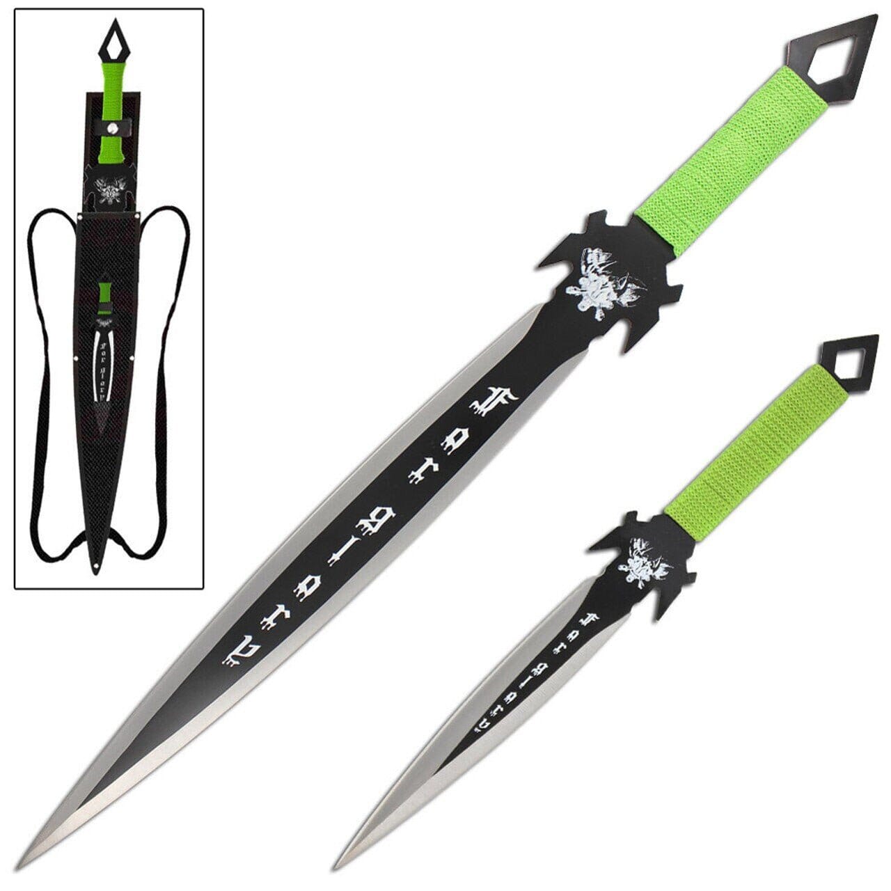 Handmade Lurid Souls For Glory Flaming Battle Sword Set With Sheath Costume Weapons Terror Defender Green 