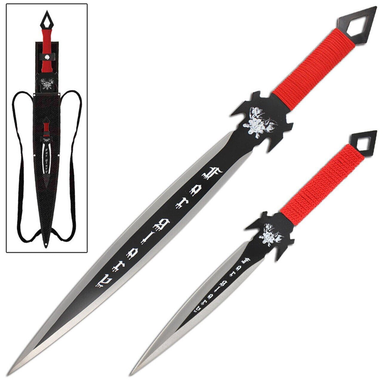 Handmade Lurid Souls For Glory Flaming Battle Sword Set With Sheath Costume Weapons Terror Defender Red 