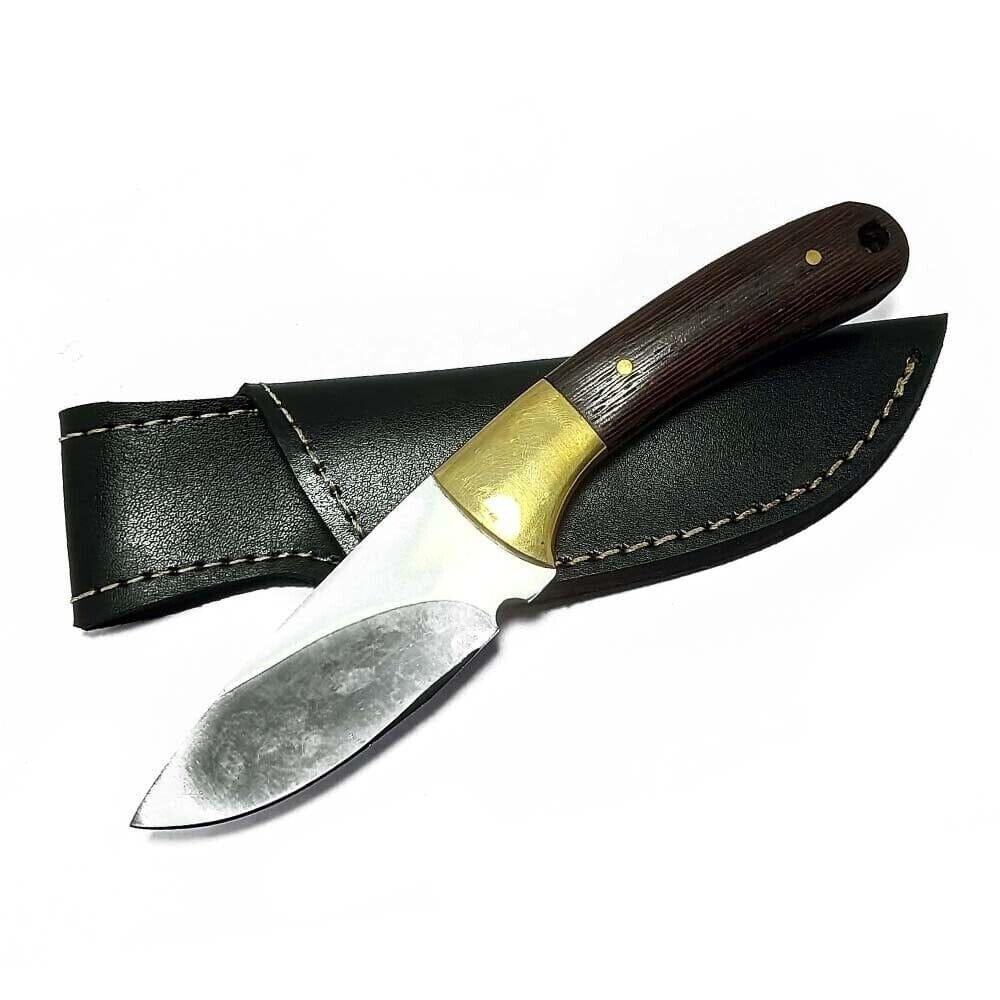 Handmade Stainless Steel Full Tang Rose Wood Skinner Knife With Leather Sheath Hunting Terror Defender 