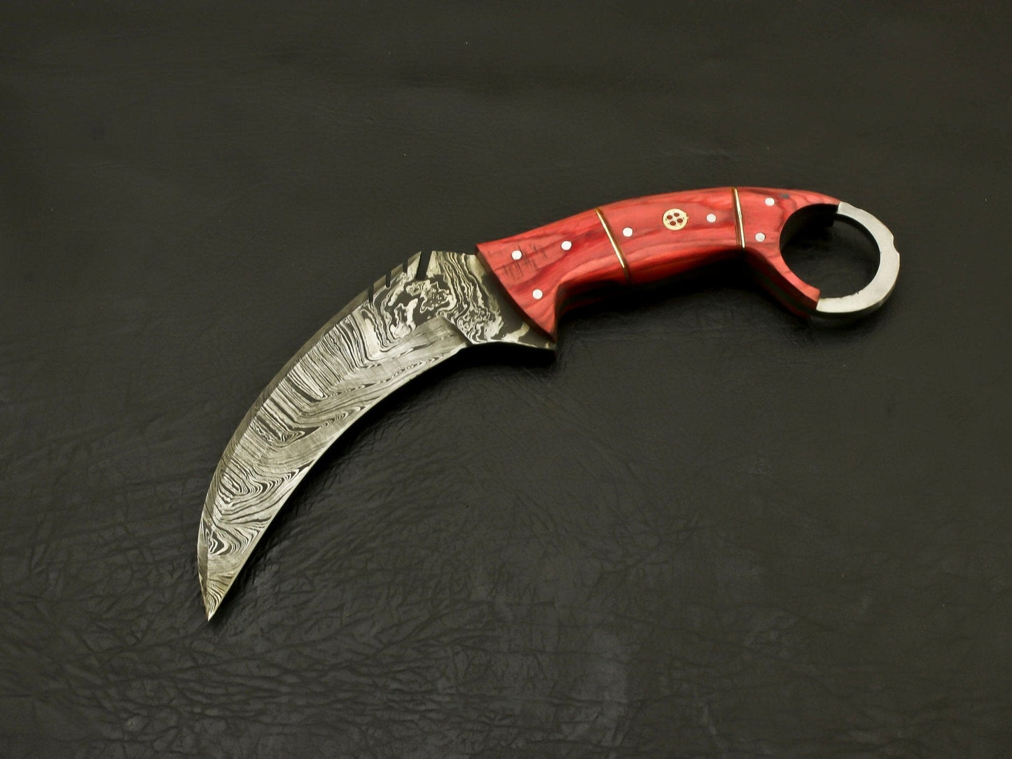 Inner Hunter with the Top Handmade Damascus Blade Custom Pakka Wood Karambit Hunting Knife - Full Tang and Perfect for Any Outdoor Adventure Hunting Terror Defender 