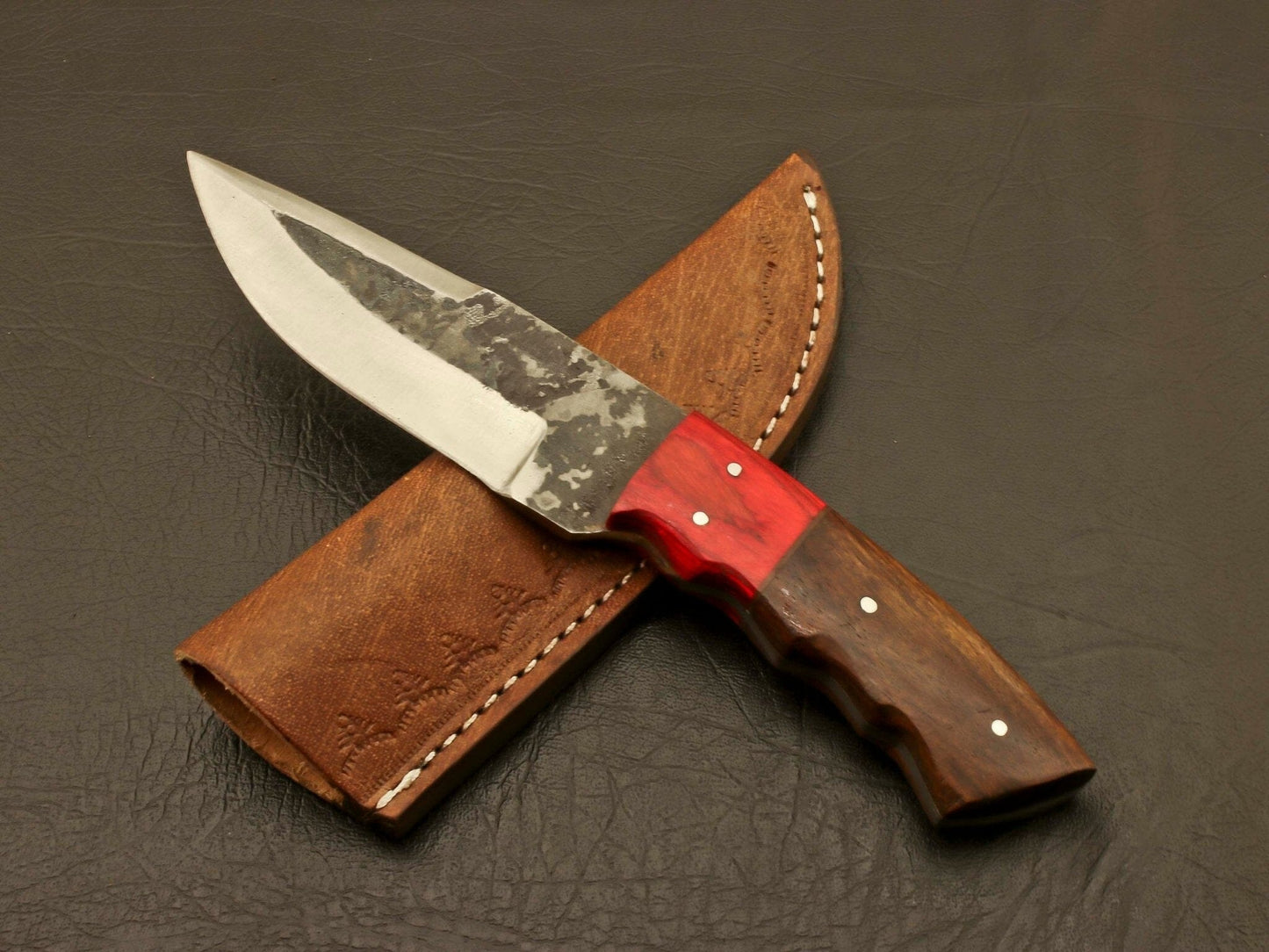 Masterfully Crafted Forged Railroad Spike Carbon Steel Knife With Leather Sheath Hunting Terror Defender 