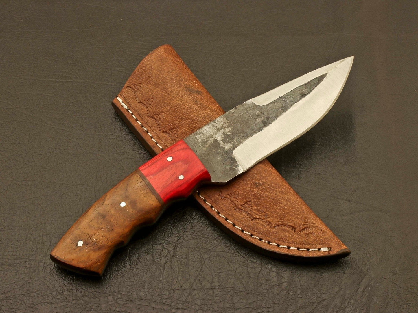 Masterfully Crafted Forged Railroad Spike Carbon Steel Knife With Leather Sheath Hunting Terror Defender 