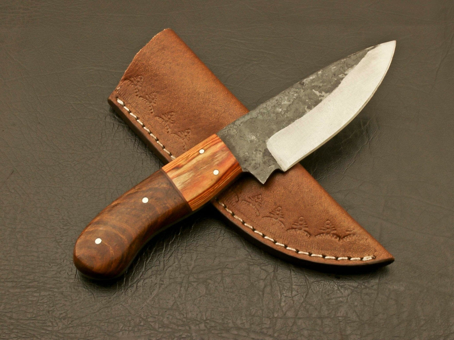 Masterfully Crafted Forged Railroad Spike Carbon Steel Knife With Leather Sheath Hunting Terror Defender 