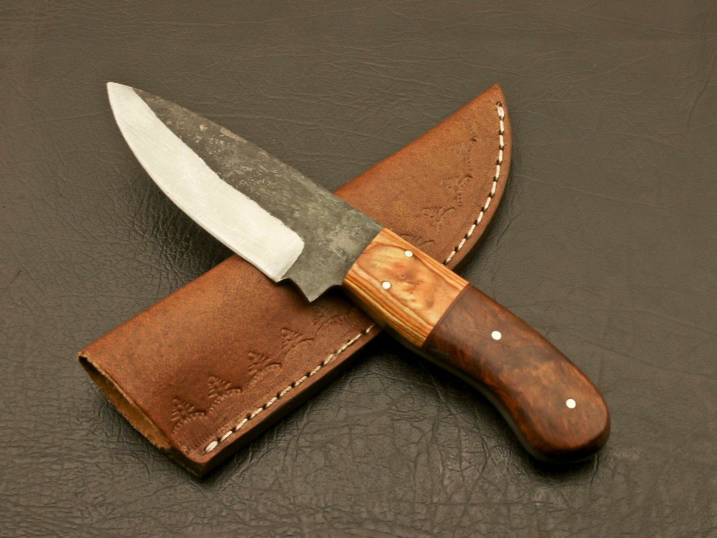 Masterfully Crafted Forged Railroad Spike Carbon Steel Knife With Leather Sheath Hunting Terror Defender 