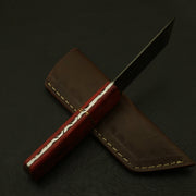 Pair of Classical Handcrafts 8.5''inch Damascus steel Tanto Knife/Rose/Sheath Hunting Terror Defender 