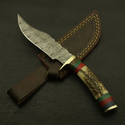 Superb Rait tail Custom Made Hand Forged Damascus Hunting/skinning Knife Stag/antler Handle with Sheath Hunting Terror Defender 