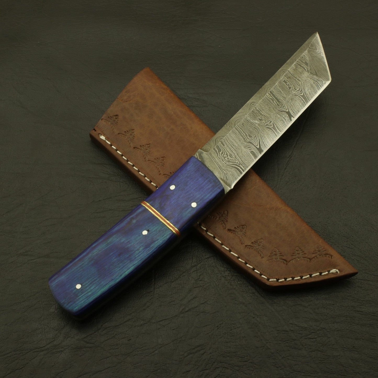 The Artisan's Edge Custom Handmade 9''inch Superb Pattern Damascus Steel Dagger Knife/Skinning Knife/PAKKA/Rose/Wood/Sheath Hunting Terror Defender 