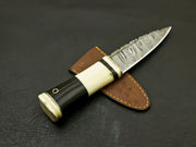 Top Beautiful Handmade Damascus Steel Serrated edged Scottish Dirk Knife/ Sheath Hunting Terror Defender 