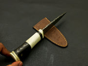 Top Beautiful Handmade Damascus Steel Serrated edged Scottish Dirk Knife/ Sheath Hunting Terror Defender 