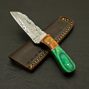 Top Custom Handmade Damascus Blade Hunting Skinning Camping Knife/Pakka Full tang with leather sheath Hunting Terror Defender 