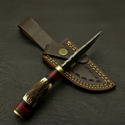 Top Handmade Damascus Steel Blade Custom Pakkawood Hunting/Skinning Knife With Sheath Hunting Terror Defender 