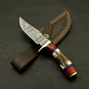 Top Handmade Damascus Steel Blade Custom Pakkawood Hunting/Skinning Knife With Sheath Hunting Terror Defender 