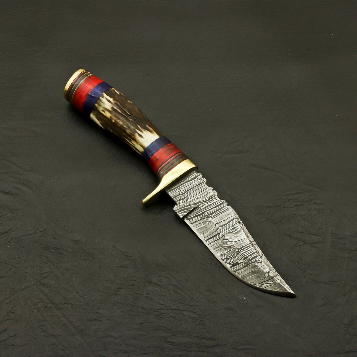 Top Handmade Damascus Steel Blade Custom Pakkawood Hunting/Skinning Knife With Sheath Hunting Terror Defender 