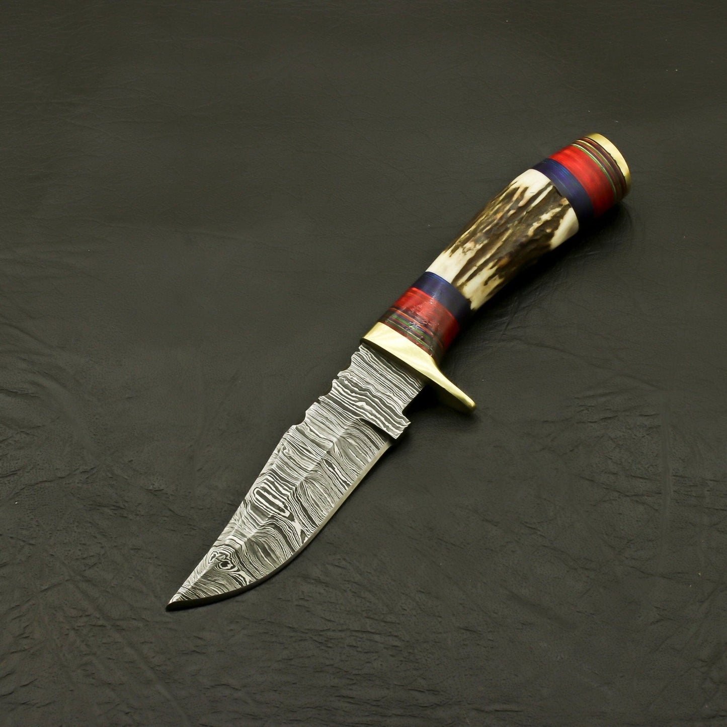 Top Handmade Damascus Steel Blade Custom Pakkawood Hunting/Skinning Knife With Sheath Hunting Terror Defender 