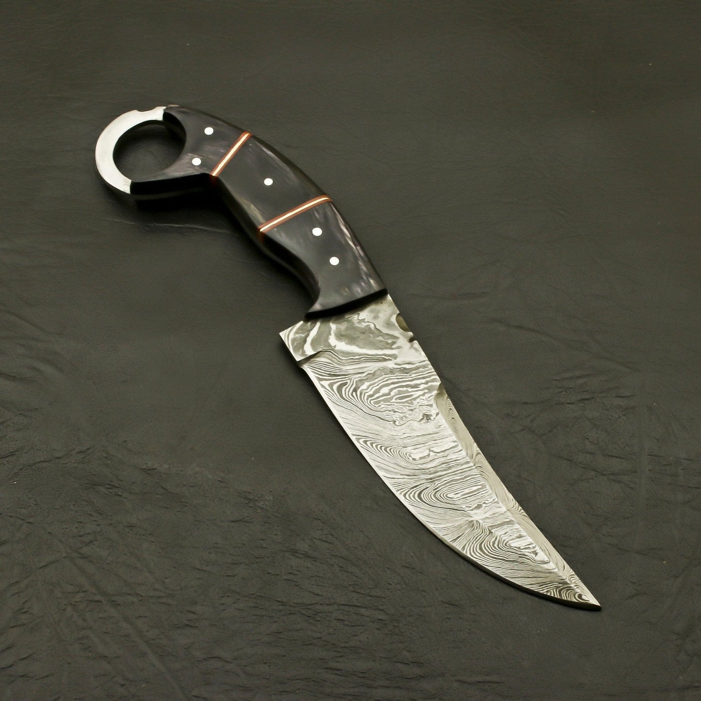 Tops Hand Forged Damascus Steel Hunting/Skinning full Tang Knife-Rosewood Handle/Sheath Hunting Terror Defender 