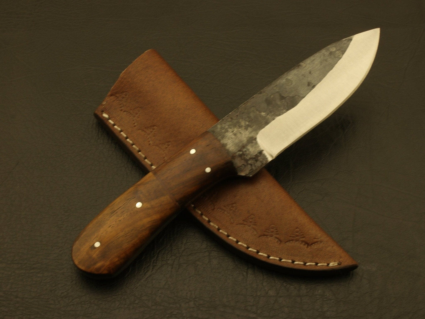 Unleash Your Adventurous Spirit with our Custom Hand-Forged Railroad Spike Carbon Steel Fixed Blade Knife and Sheath Costume Weapons Terror Defender 