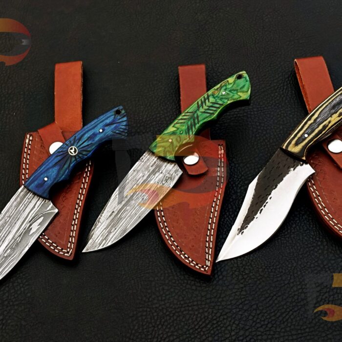 Lot of 3 Knives Custom Handmade  Skinner knife , EDC skinner , hunting skinner , skinner knife , Xmas gifts With Leather Sheath