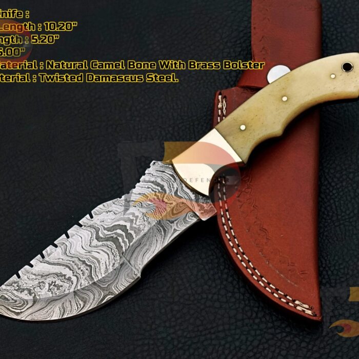 Custom Handmade Hunting Tracker Knife Damascus steel, Hunting Knife, EDC knives, ,best gifts , tracker for Hunters With Leather Sheath
