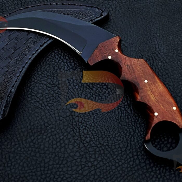 Handmade Damascus Karambit knife , EDC karambit, hunting karambit, carbon coated karambit knife  With Leather Sheath