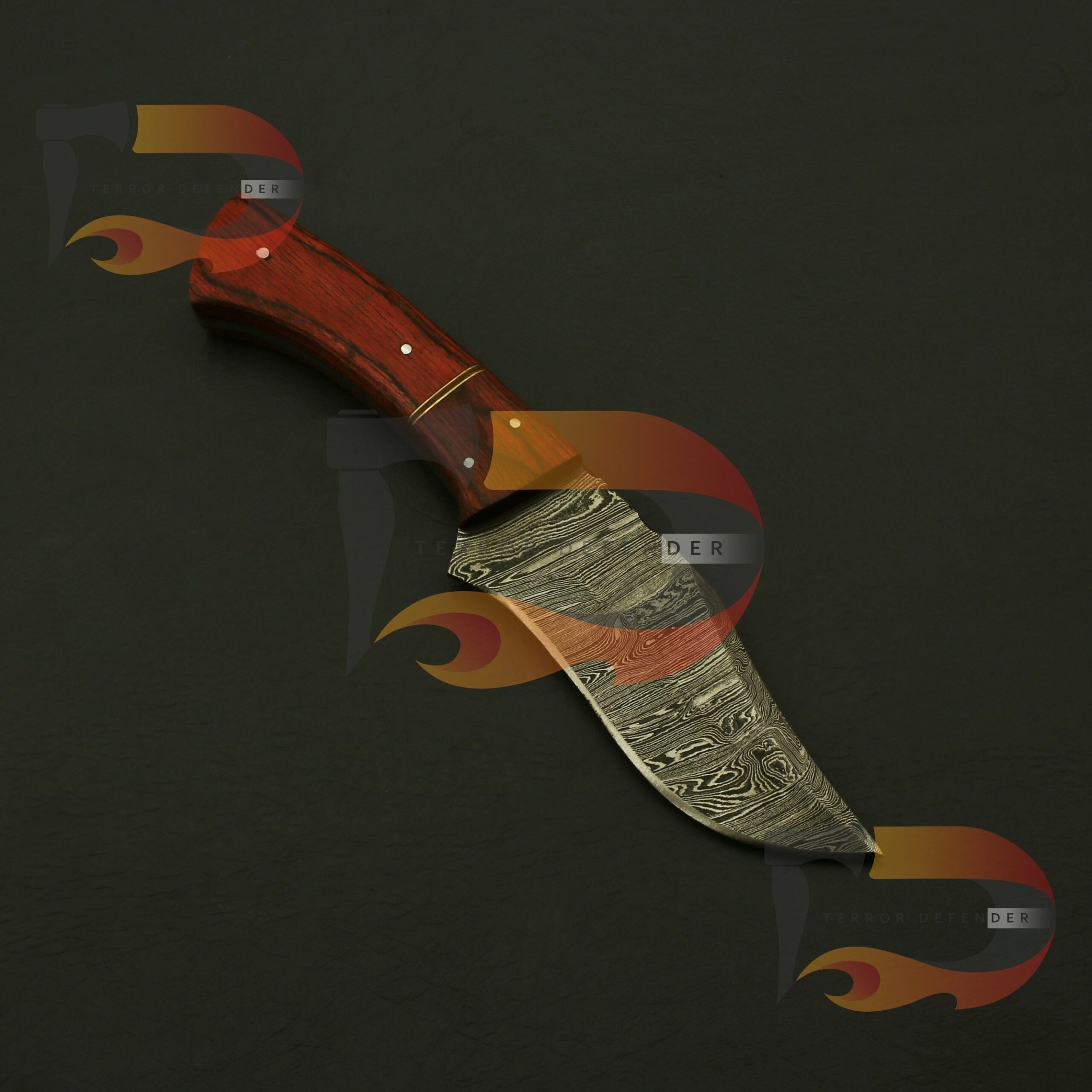 Personalized Damascus Steel Hunting knife,Camping Knife Handle Color and Gard shape will attractive , Plus Custom Leather Sheath | EDC