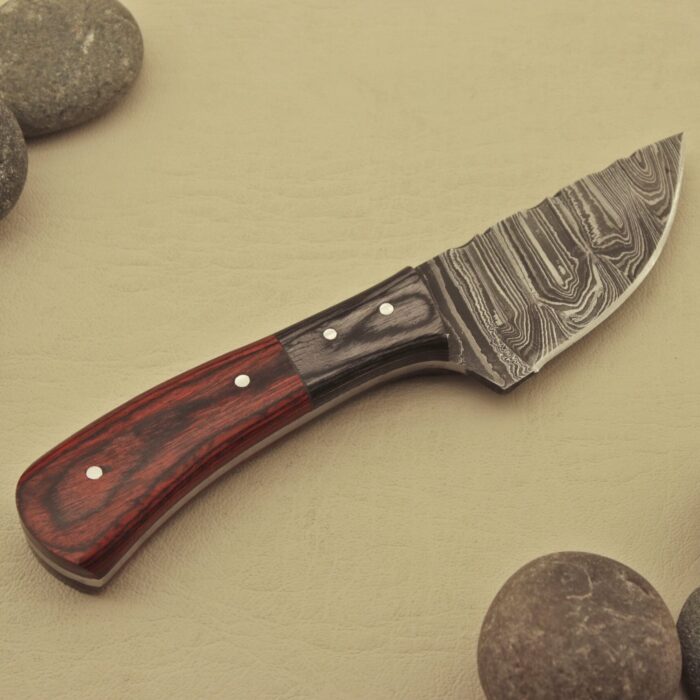 Custom Handmade Damascus Steel Hunting Camping Skinner Knife - Wood Handle Anniversary Gift Gift For Him