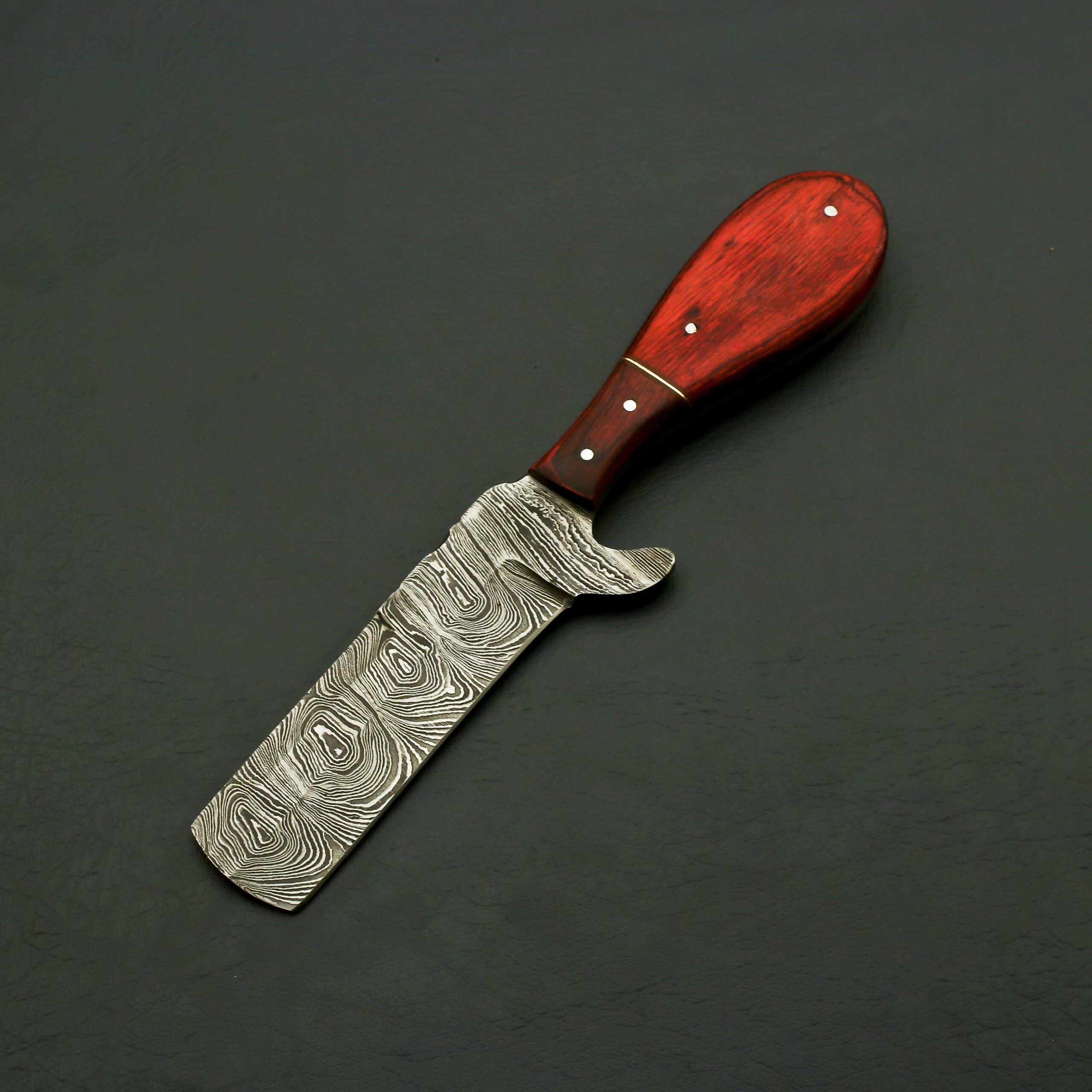 Handmade Damascus Steel Hunting Fixed Blade Knife with Leather Sheath Best Damascus Steel with Redwood Handle Best Gift For Him | EDC