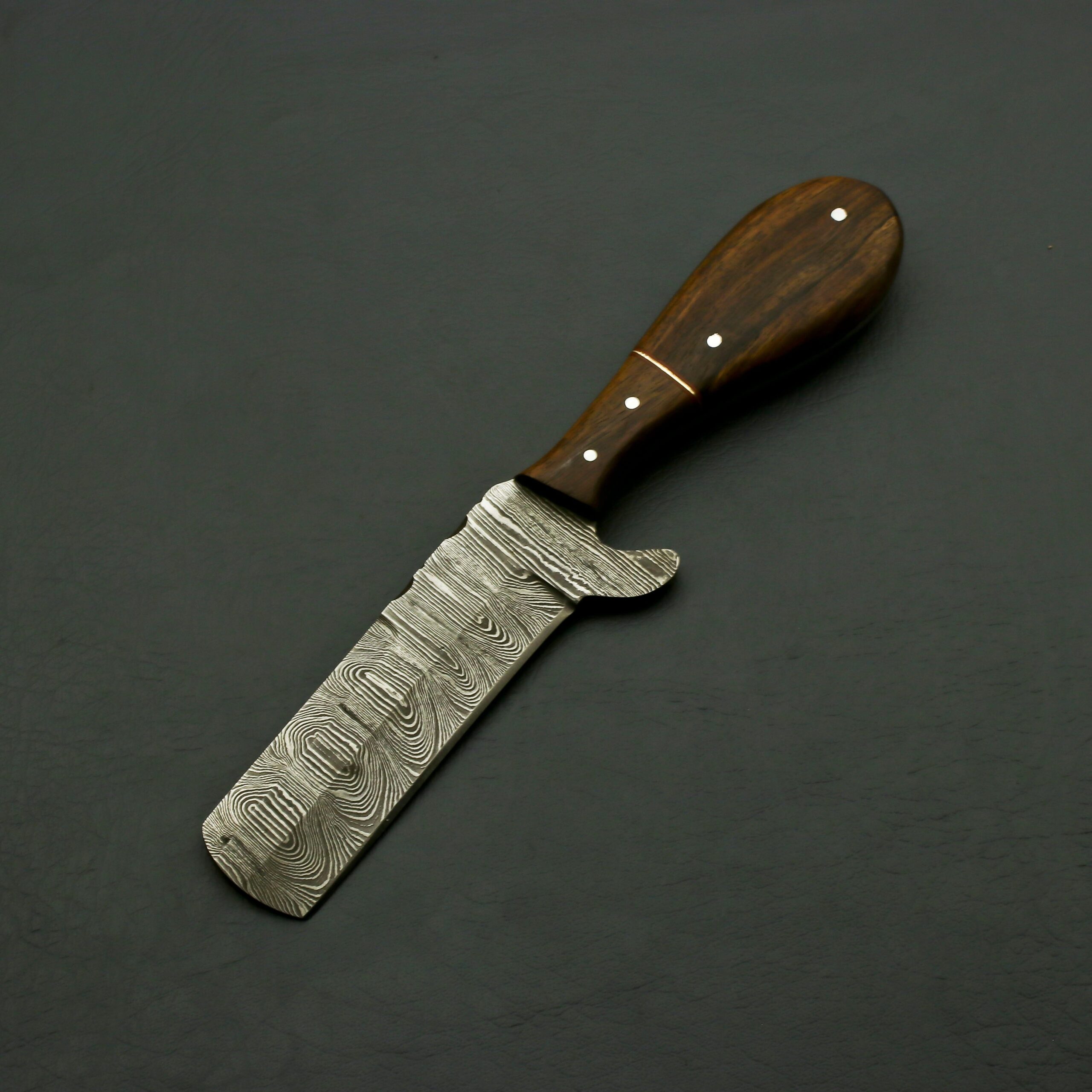 Hand Forged Damascus Hunting Knife, Damascus Knife Personalized Camping Knife,RoseWood Handle with Leather Sheath gift for him EDC