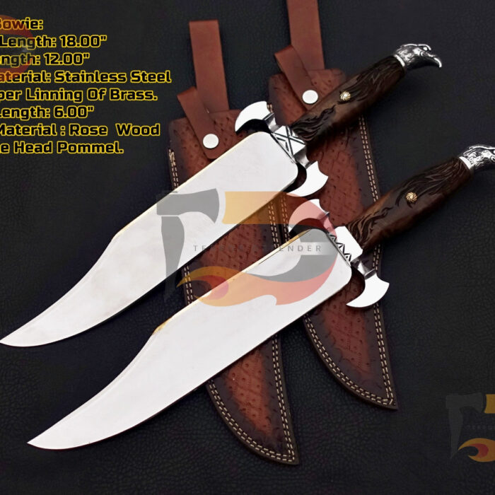 Pair of  2 Custom Handmade Bowie knives , Bowie knives , hunting Bowie, EDC Bowie ,hunting knives  with Leather Sheath